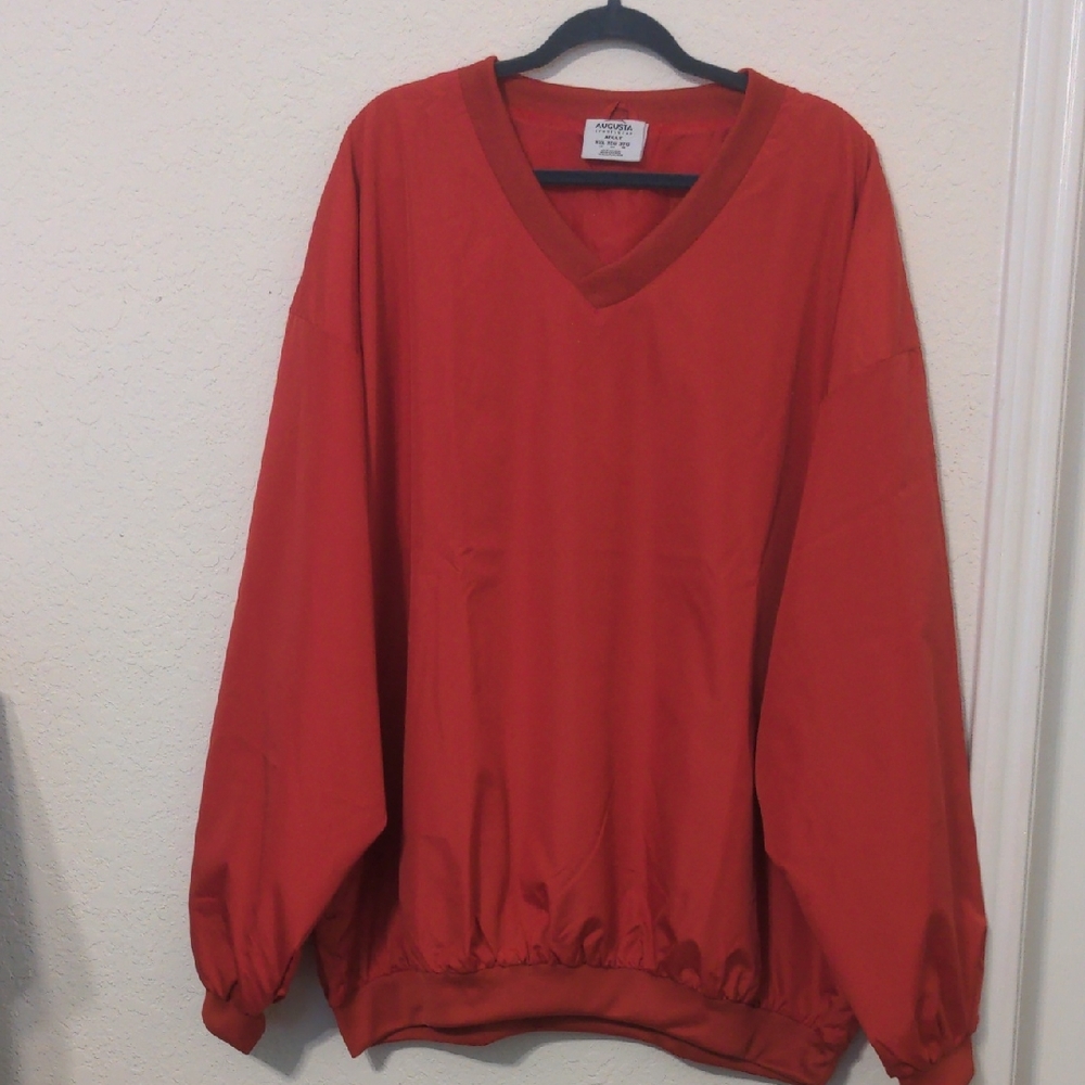 Augusta Sportswear Men's Plus Sz Red V-Neck Windbreaker Pullover Jacket. Size 3X